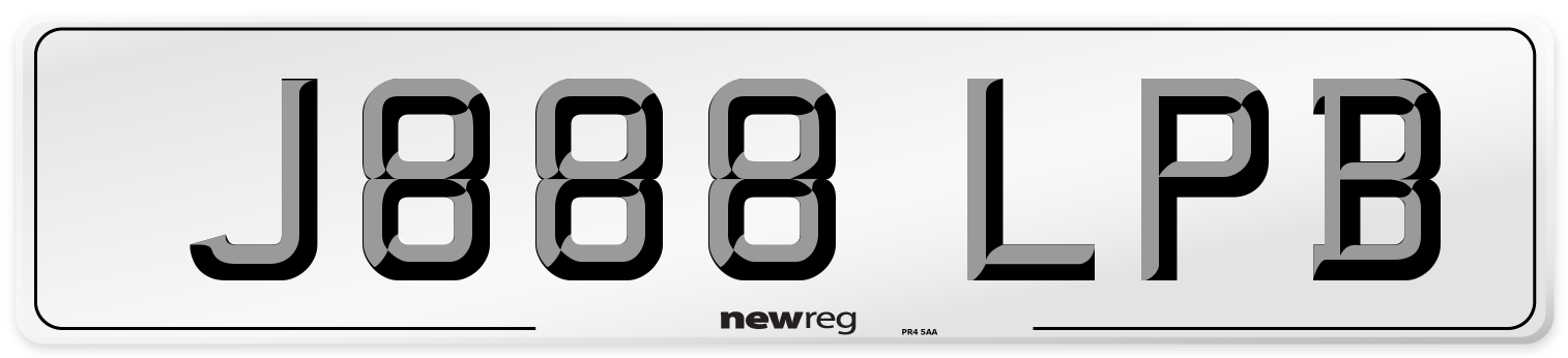 J888 LPB Number Plate from New Reg